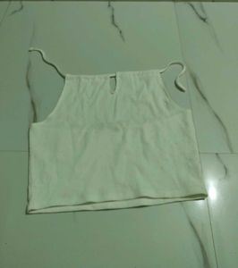 People By Pantaloons White Halter Neck Crop Top