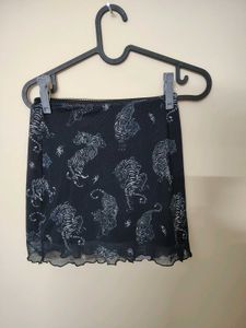 Tiger Print Mesh Mini Skirt