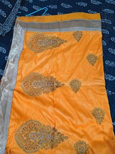 Beautiful Yellow Stone Saree