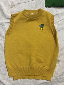 Cactus Sweater Vest - Mustard Yellow