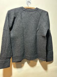Gray Crewneck Sweater with Pocket