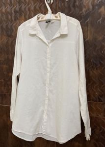 H&amp;M Oversized Pintresty Shirt Off White
