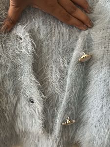 Blue Crop Jacket Oversized - Wool Fuzzy