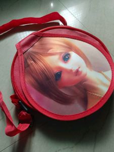Red Doll Print Circle Bag