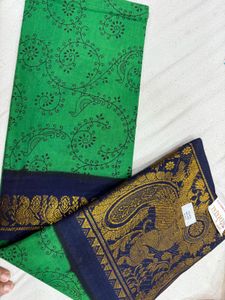 Elegant Green &amp; Blue Saree