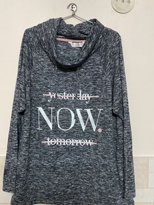 Trendy Full Sleeves Top With Rollover High Neck.