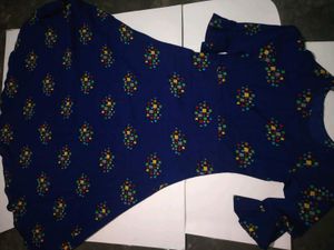 Blue Printed Fit & Flare Dress