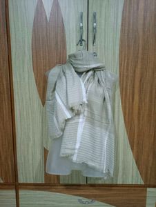 Calvin Klein Stylish Neutral Scarf with White Stri