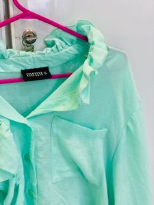 Mint Ruffle Blouse