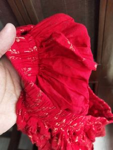 Gold Flare Red Ethnic Skirt