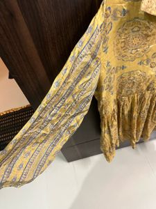 Yellow Paisley Print Peplum Blouse