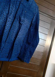 Lee Cooper Men Blue Patterned Long Sleeve Shirt