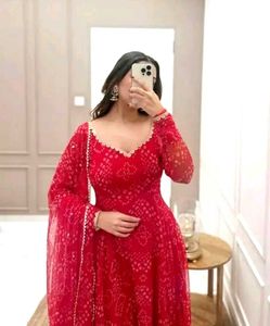 Red Anarkali Kurta Set