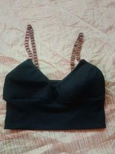 Black Chain Strap Crop Top