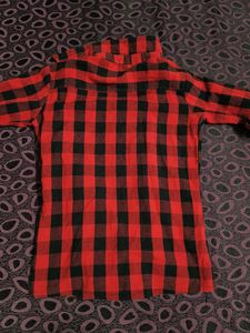 Women Checkered Cotton Shirt Red