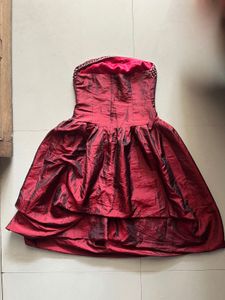 Burgundy Beaded Party Dress