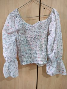 Girl White Crop Top With Beautiful Neck N Design