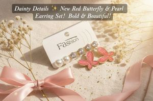 Butterfly &amp; Pearl Earring Set