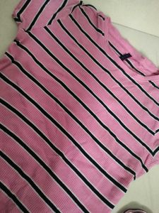 Kraus Jeans Ribbed Pink Top