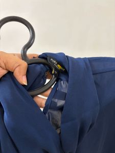 Navy Blue Blouse with Scarf Detail