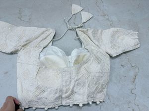 off white Sequins Work Stitched Blouse