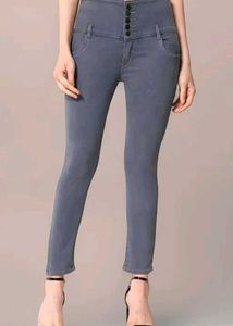 Grey High Waist Jeans For Women