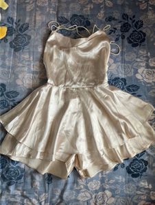 Champagne Satin Playsuit Dress