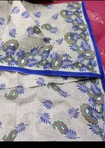 Floral Print Cotton Saree with blouse piece