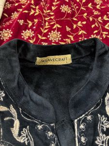 Elegant velvet Embroidered Kurta Set