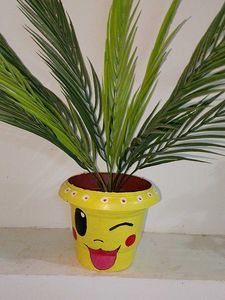 Artificial Plant in Hand-Painted Smiley Pikachu 😉