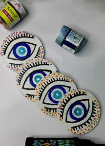 Evil Eye Hand-Painted Coasters (Set of 4)