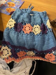Blue Crochet Floral Tank Top