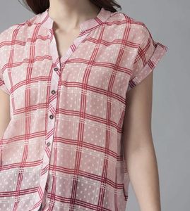 Pink Plaid Button-Up Top