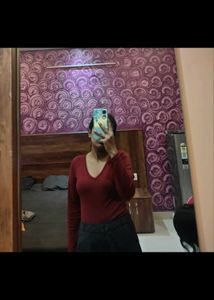 Red Long Sleeve Top