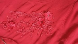 Red Floral Embellished Top