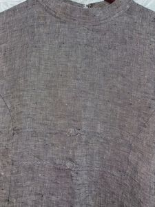 Grey Cotton Kurta High Neck