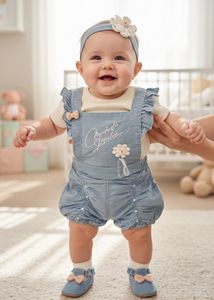 Mayoral Baby Blue Romper Outfit