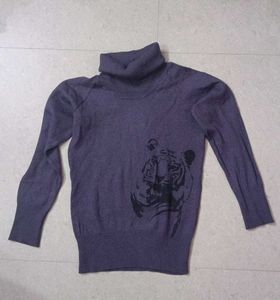 Tiger Print Turtleneck Sweater