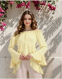 Shein Chic Off-Shoulder Yellow Top
