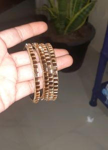 Diamond Gold-plated Bangle Set (Pack of 4)