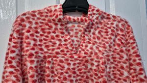 Red And White Furry Co-ord Set