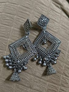 Silver Square Dangle Earrings