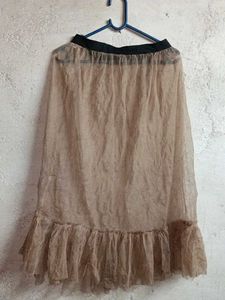 See-through Fashion Brown Ruffle Skirt