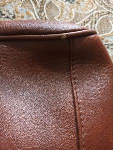 Brown Faux Leather Handbag, Medium Size, With Multiple Pockets