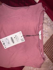 Zara Pink Ribbed Tank Top - Size Small