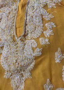 YELLOW CHIKANKARI KURTI SET💛