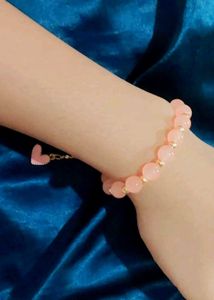 Pink Beaded Bracelet with Heart Charm