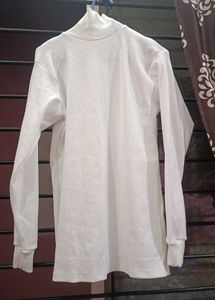 Unisex White High Neck Top