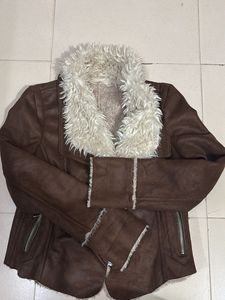Brown Faux Fur Collar Jacket