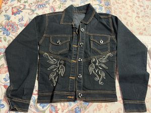 Denim Dark Blue Shade With Hand Work Jacket